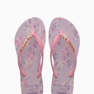 Havaianas Pink and Purple Sandals with Floral Design